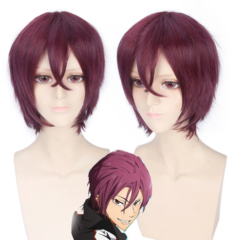 Synthetic Cosplay Wig Free-Swimming Series Inspired Short Blonde Pink Green Red Blue Styles for Party Anime Costume