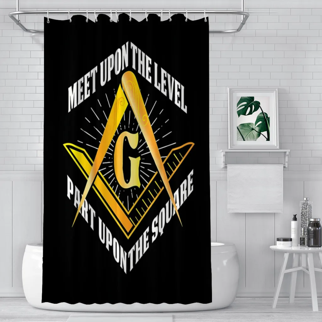 Masonic Lodge Square Compass Bathroom Shower Curtains Freemason Waterproof Partition Creative Home Decor Bathroom Accessories