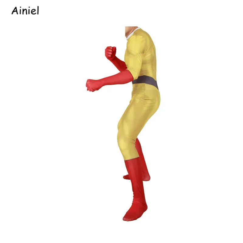 

qq38Anime Game ONE PUNCH-MAN Cosplay Saitama Oppai Super Hero Bodysuit Suit Jumpsuit Zentai Halloween Costume for Kids A