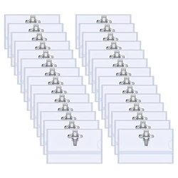 100 Piece Pin Style Clip Horizontal Name Badge Holders With Inserts Fit Card Transparent