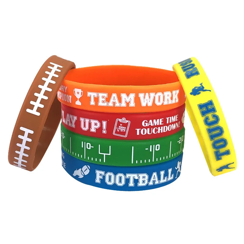 5pcs Football Silicone Bracelet Rubber Boys Birthday Party Favors Wedding Gifts Guests Wristbands Rugby Silicone Pinata Filler