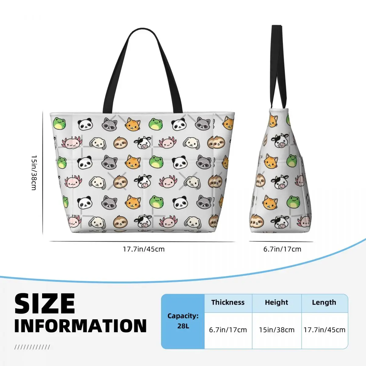 Sac de voyage de plage avec autocollants d'animaux pour adultes, sac fourre-tout, motif multi-style, cadeaux initiés, personnalité