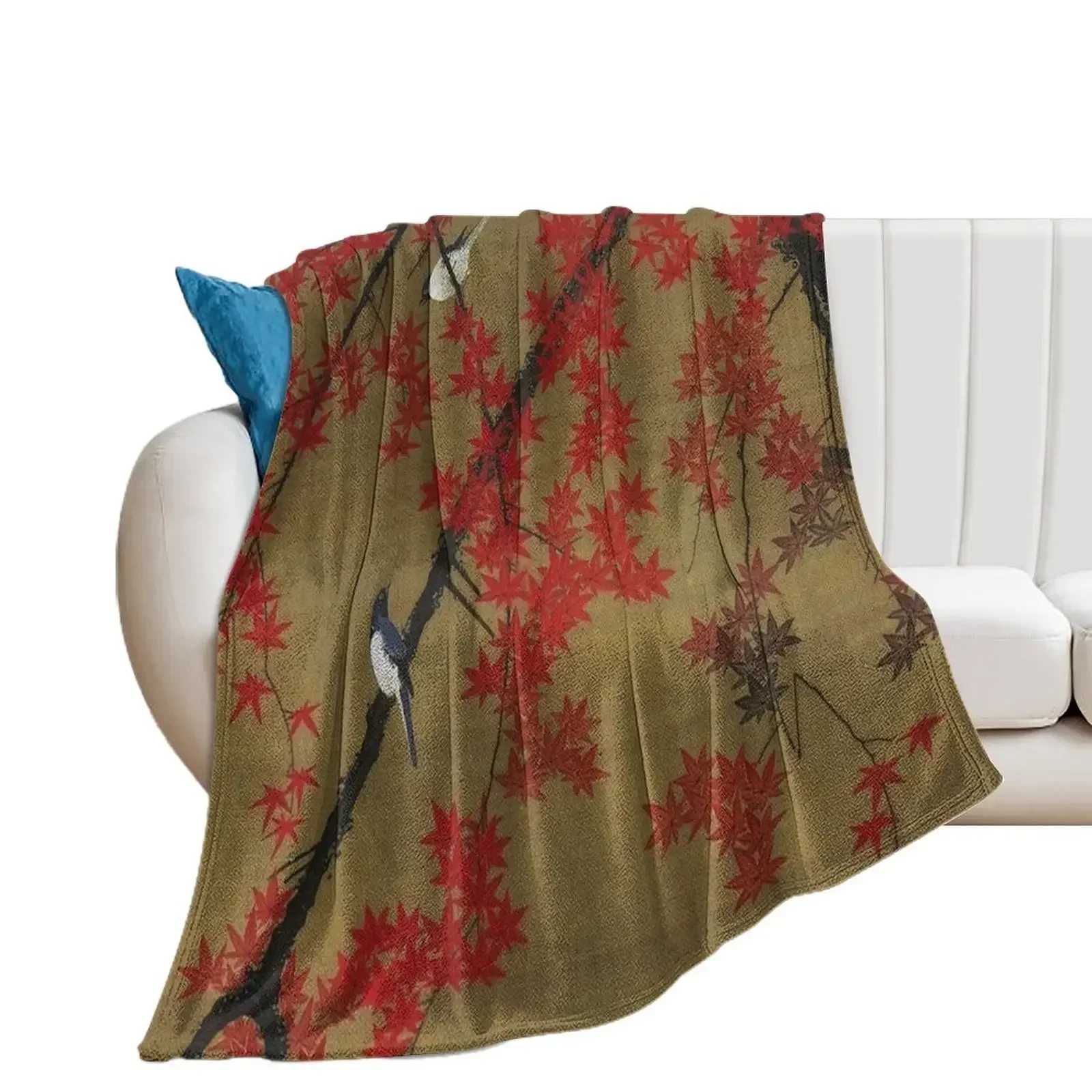 Favourite Artist - Jakuchu Ito - Maple Tree & Small Birds Throw Blanket Designers Personalized Gift Single Blankets