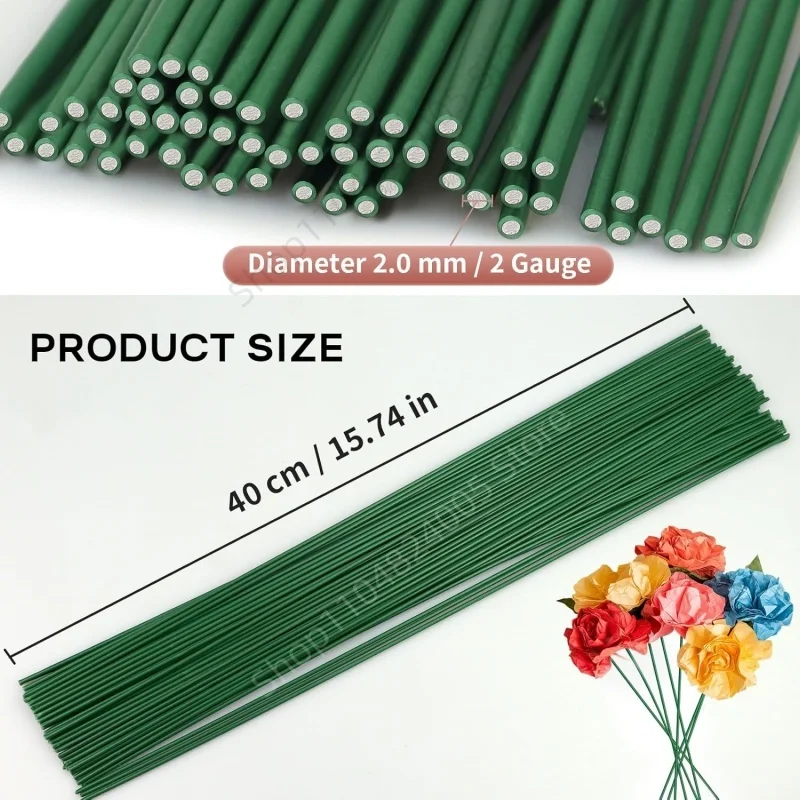 5–50 Stück 2 mm grüne Blumendrahtschäfte für Floristen-Blumenarrangements, 30/40 cm, DIY, Hochzeit, handgefertigtes Material, Dekor-Accessoires – Detail 4