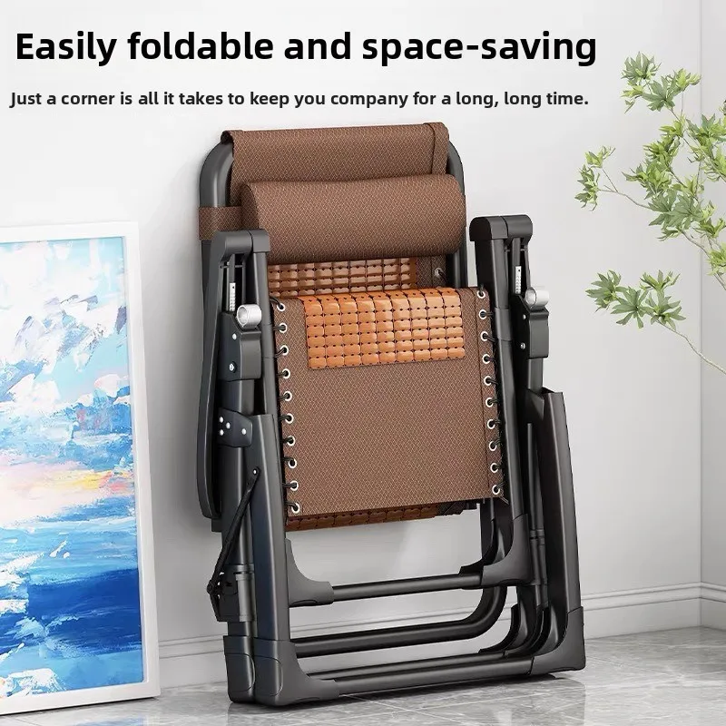 Folding Bamboo Rattan Lounger Chair with Reclining Backrest, Breathable & Drain Holes, Sturdy Durable for Patio Garden Home