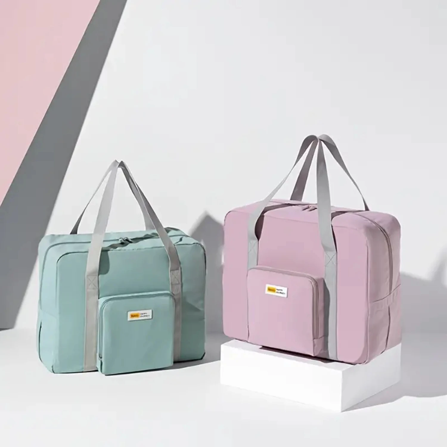 Plunjezak met ritssluiting, opvouwbare reisopbergtas met letterpatch en dubbel handvat