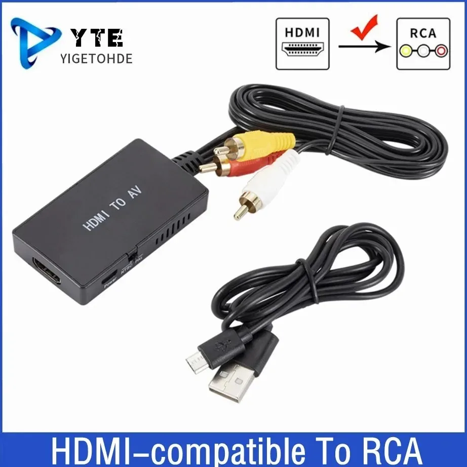 

HD 1080P HDMI-compatible To AV RCA/CVBS L/R Video Converter Box Support NTSC PAL For Apple TV DVD Blu-ray Player HD Box ect