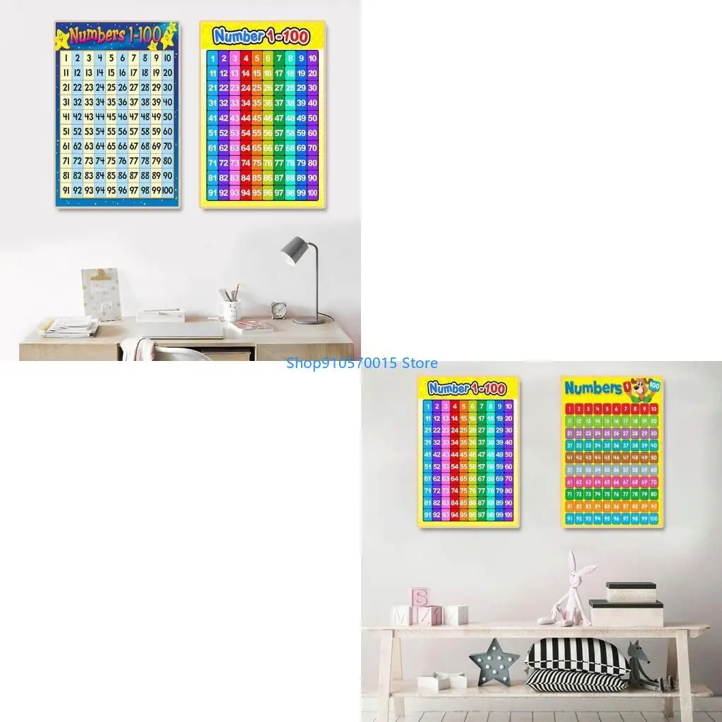 B95C أرقام تعليمية 1-100 ملصق رياضي للجدار من القماش لفصل الأطفال الصغار #1