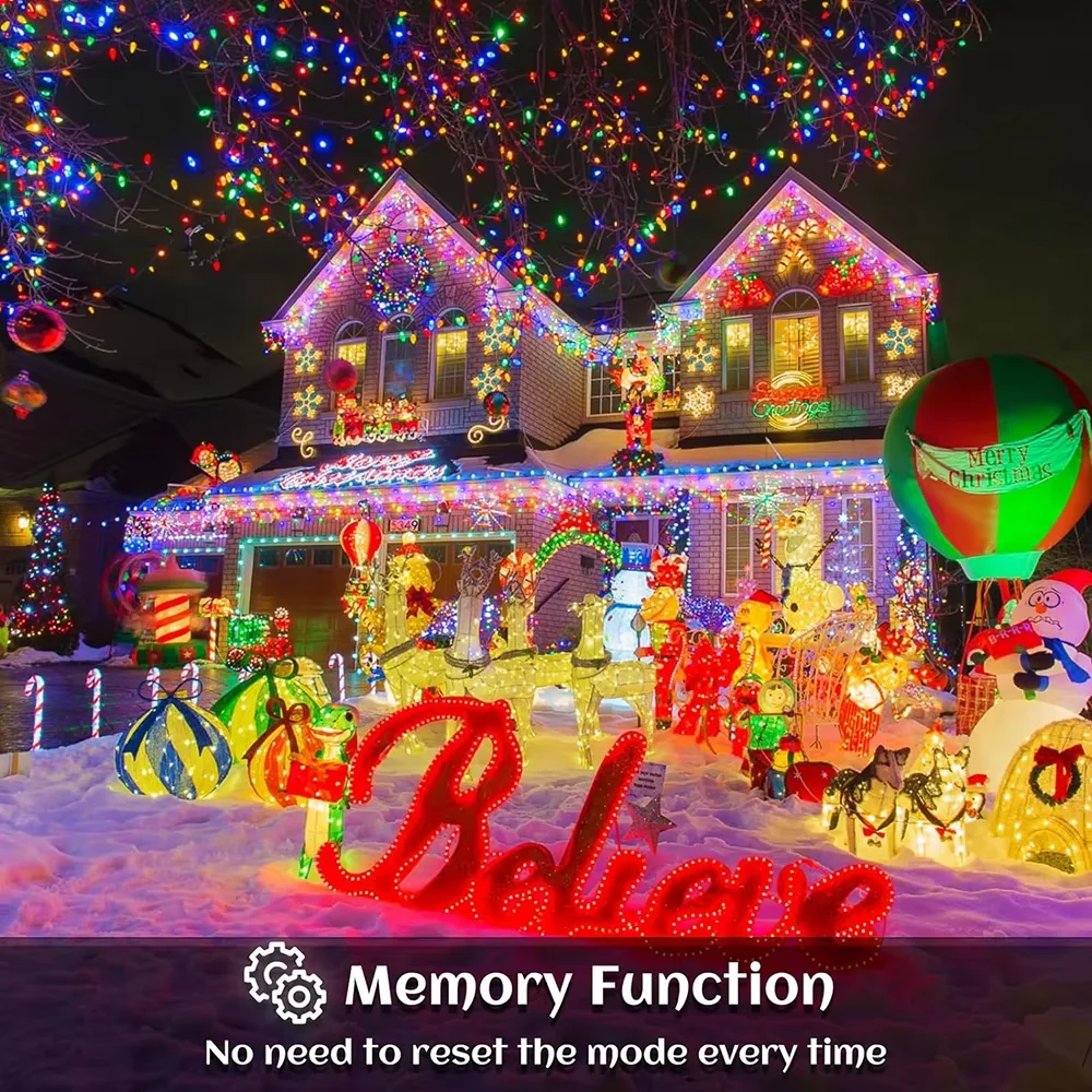 3.5M/7.5M Solar led colorful string lights Outdoor eaves decorative string lights Garden Party Courtyard Christmas decoration