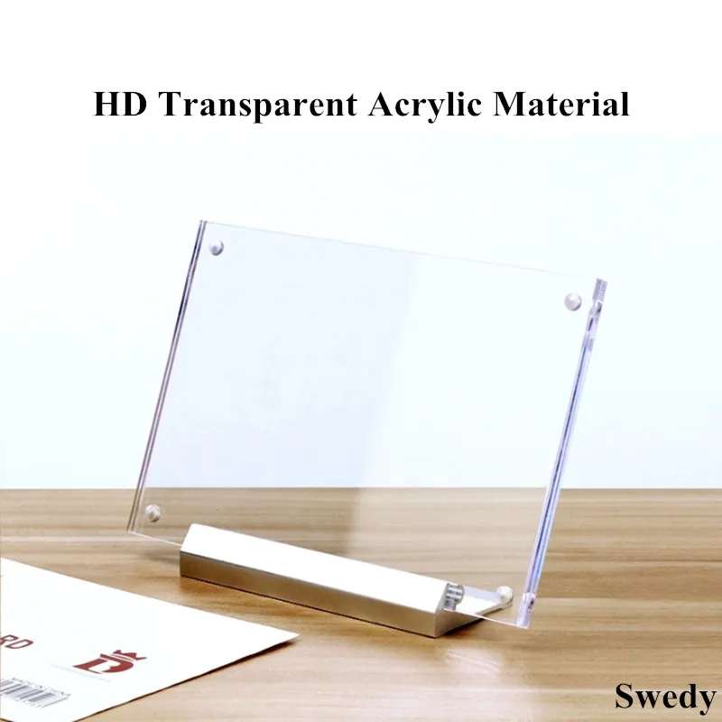 4 Pieces A6 100x150mm L Shape Aluminum Sign Holder Display Stand Acrylic Flyer Poster Frame Price Label Card Holder Menu Holder