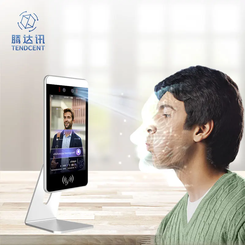 Tendcent 8 Inch Face Recognition & NFC Biometric Access Control Security System Temperature Measurement Supported WiFi Network