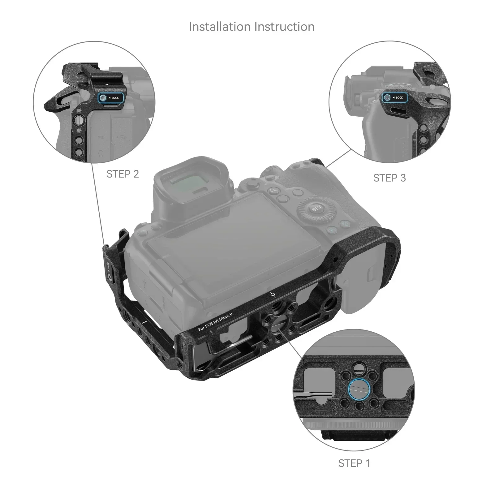 قفص كاميرا SmallRig 4161 Black Mamba لكاميرات Canon EOS R6 Mark II مع نقاط تركيب متعددة لربط المقبض