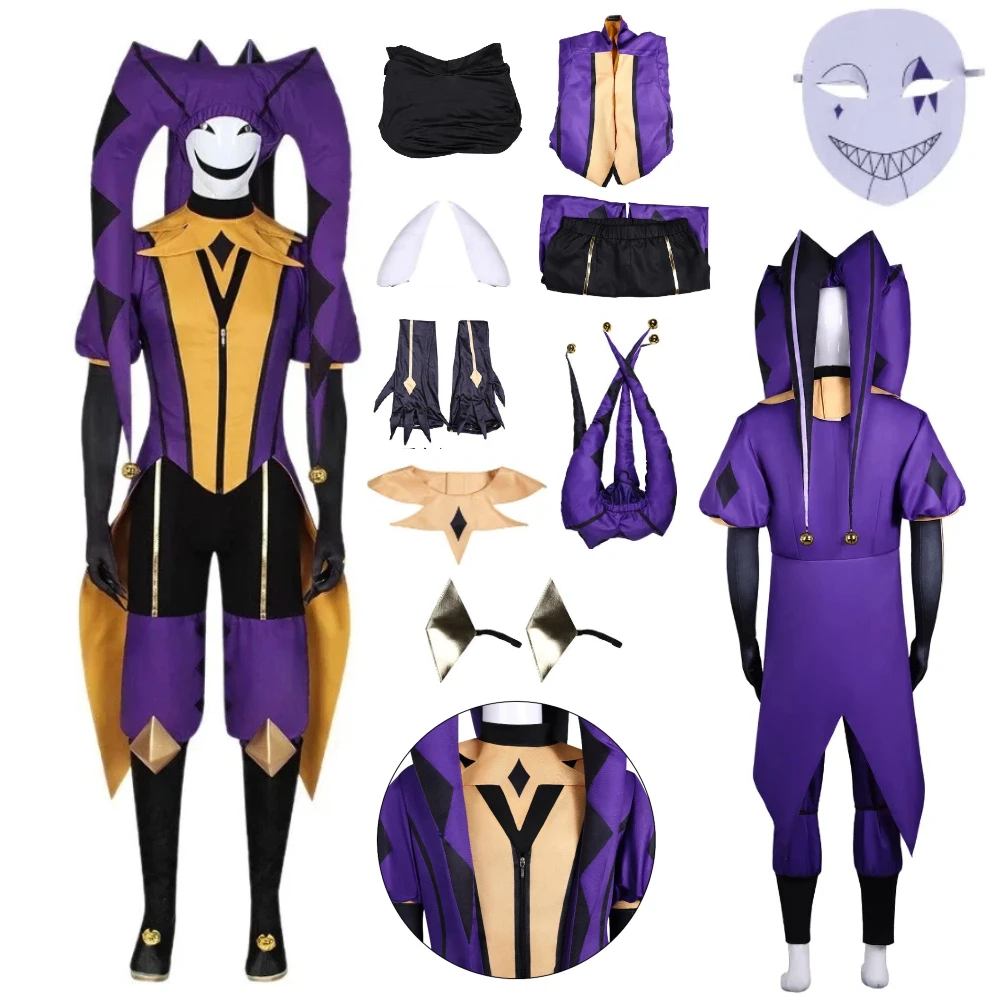 

Horror Freak Circus Cosplay Costume Clown Outfit Hat Mask Gloves Jester Patriarch Halloween Game Role Play Party Clothes