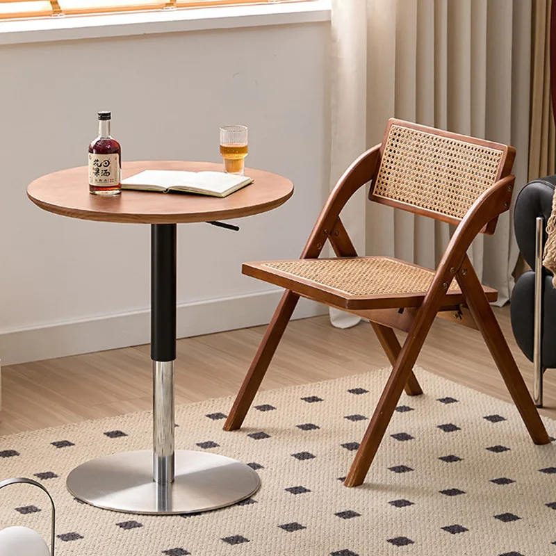 Lifting movable living room small household round dual-purpose balcony tea table
