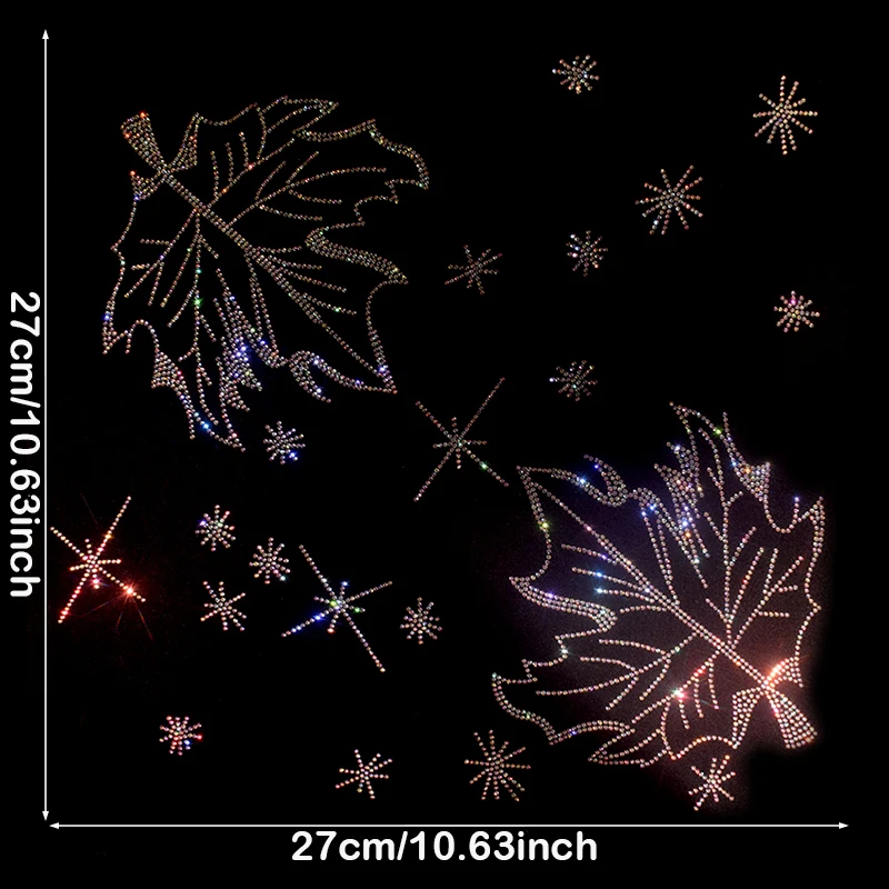 ​ Leuchtendes Laub und Sterne, Strass-Transfer – Öko-Bügeln für Oberteile, Denim und Abode-Dekor (geometrische Aderstruktur) ​ ​