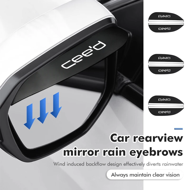 2pcs Car Rearview Mirror Rain Eyebrow Sun Visor Shade Cover For KIA Ceed ED 2006 2007 2008 2009 2010 2011 2012