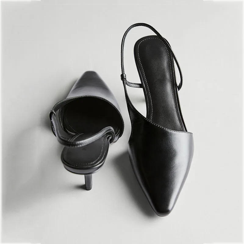 Withered Southern French Minimalist Women's Sandals Heels Elegant Pointed Sandals Summer Mid Heel Sandals Dinner Party Shoes