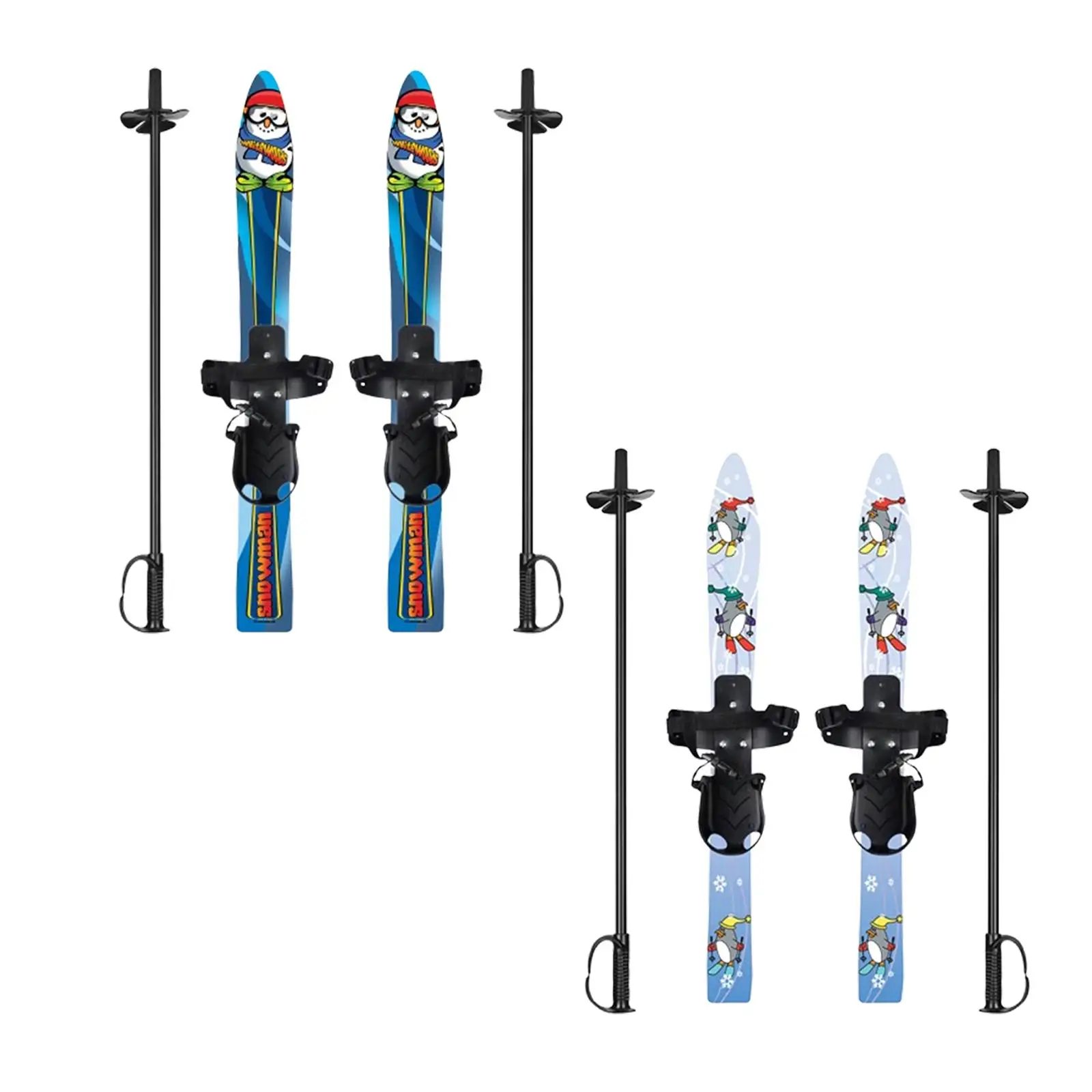 Snow Short Skis with Ski Poles Children with Universal Bindings Skiblades