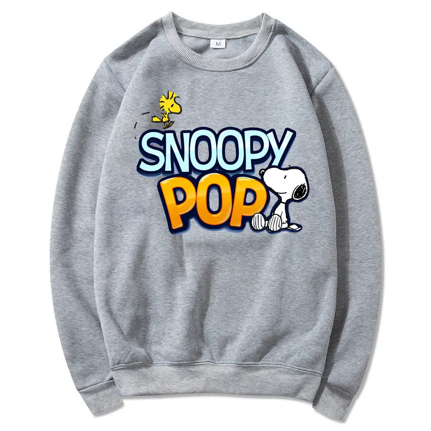 Yellow Snoopy Cartoon Anime Women Pullover Spring Autumn Men O-neck Hoodie 2024 New Fashion Oversized Couple Sweatshirt Tops