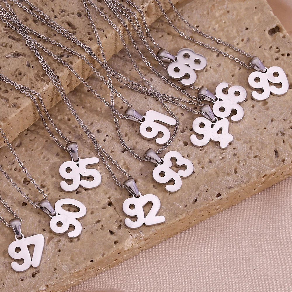 E.B.belle Personalized Special Birth Year Pendant Necklaces Waterproof Lucky Number Stainless Steel Jewelry 18k Gold Plated