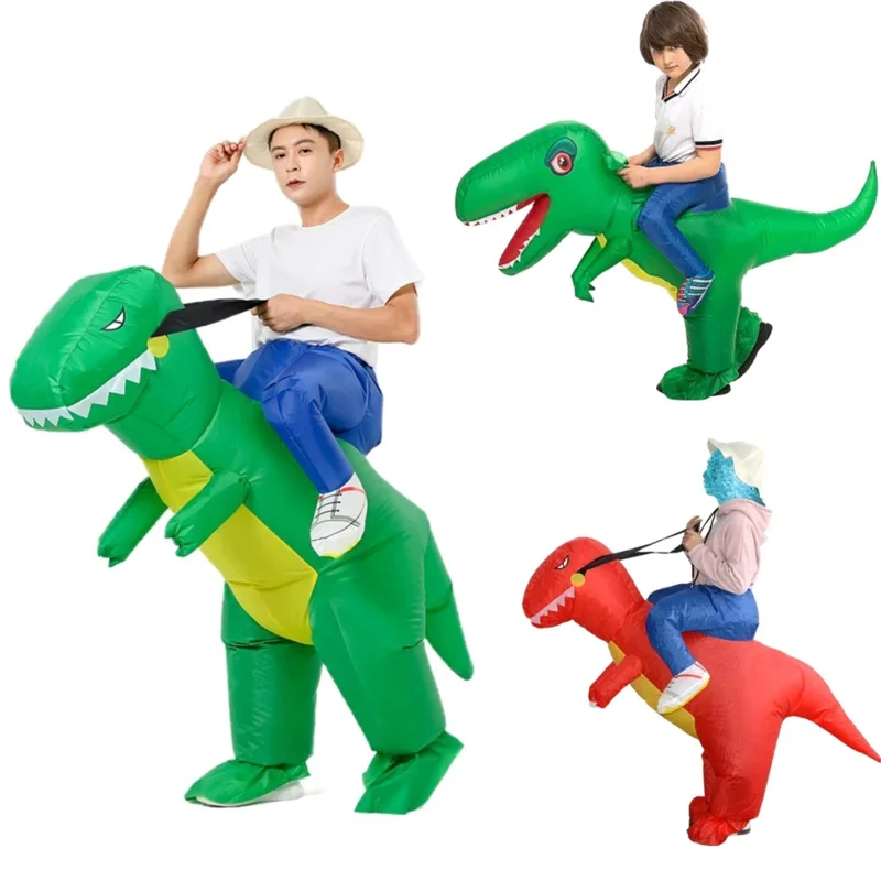 Aufblasbares grünes Dinosaurier-Cosplay-Kostüm für Erwachsene, Kinder, Jungen, Mädchen, Kindergarten, Leistung, Halloween, Karneval, lustige Outfits