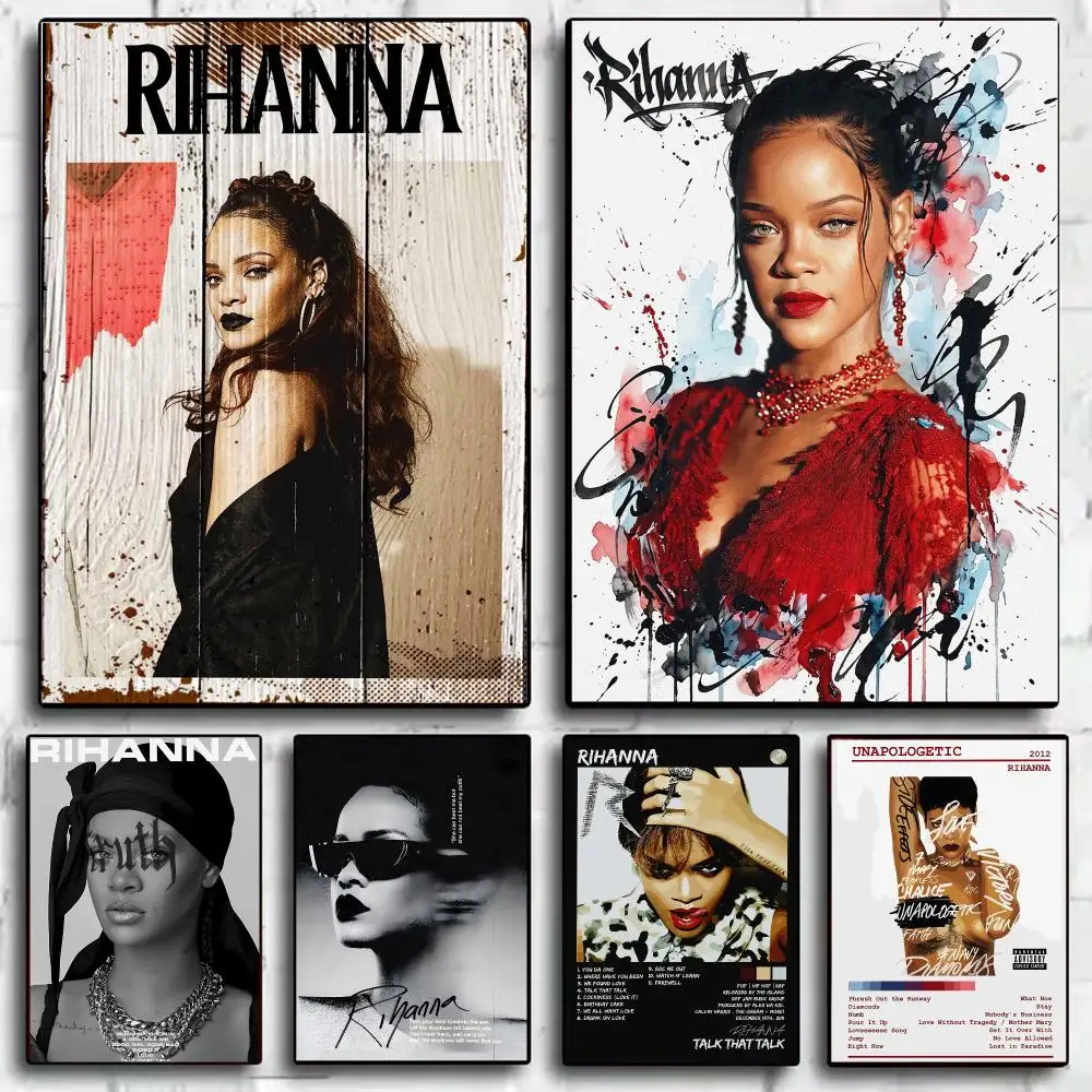 Famous Singer R-Rihanna Poster Wall Art Poster Print Decorative Artwork for Bedroom Living Room Office Home Decoration