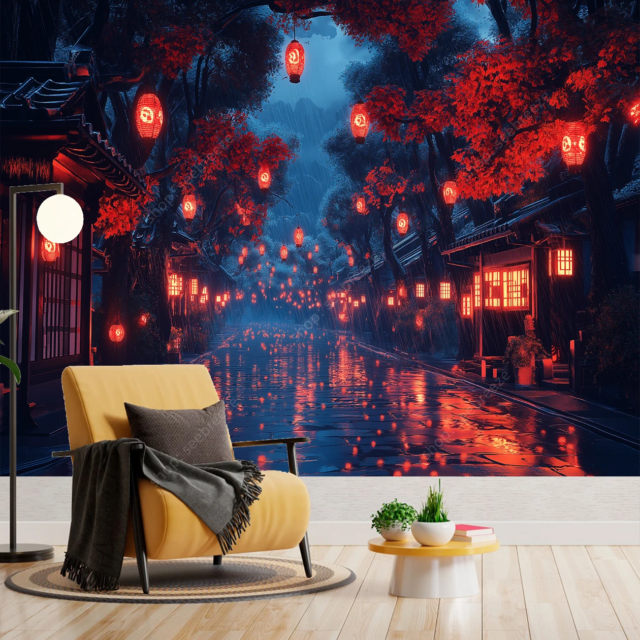 Anime Japan House and Street Tapestry Wall Hanging for Hippie Boho Aesthetic Room Decor Psychedelic Home Wall Decor Yoga Mat