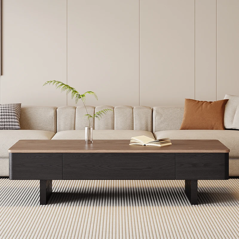 

Medieval walnut simple modern rectangular coffee table living room household small apartment high-end solid wood