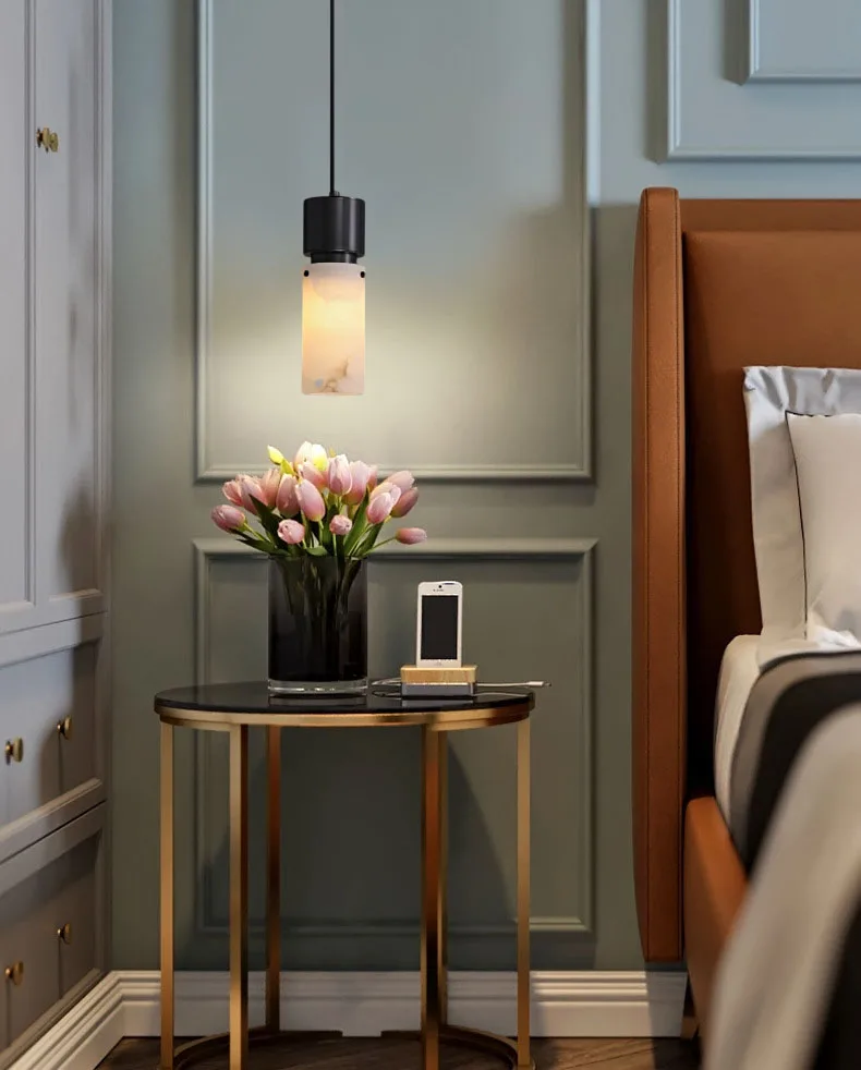 Natural Marble Chandelier Brass E14 Bulb