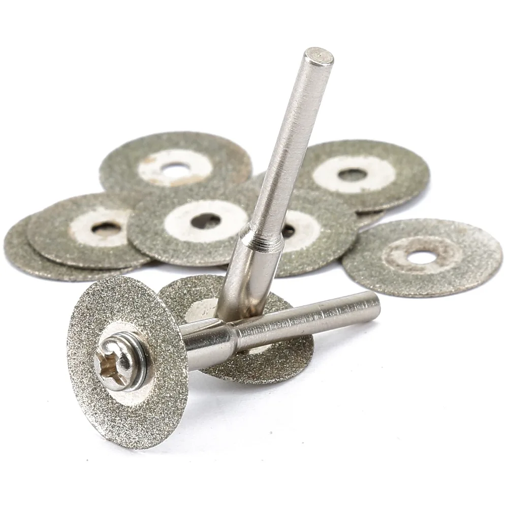 10pcs 16mm Diamond Cutting Discs Cut Off Blade Drill Bit for Dremel Accessories Rotary Tool Abrasive Disc with 2pcs 3mm Mandrel