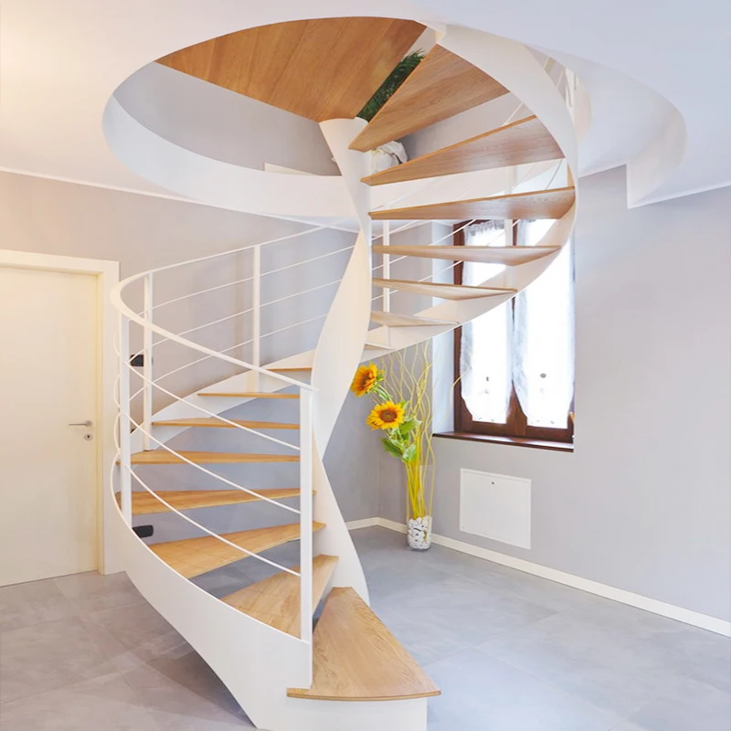 Coiled Plate Stairs, Rotating Stairs, Steel and Wood Indoor Attic, Duplex Thermocline Family Villa, DIY Stairs, Customized