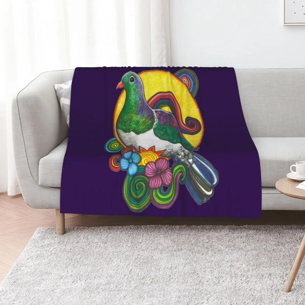 

Kaleidoscopic Kereru Throw Blanket Thermal Thin valentine gift ideas Blankets Sofas Of Decoration Blankets