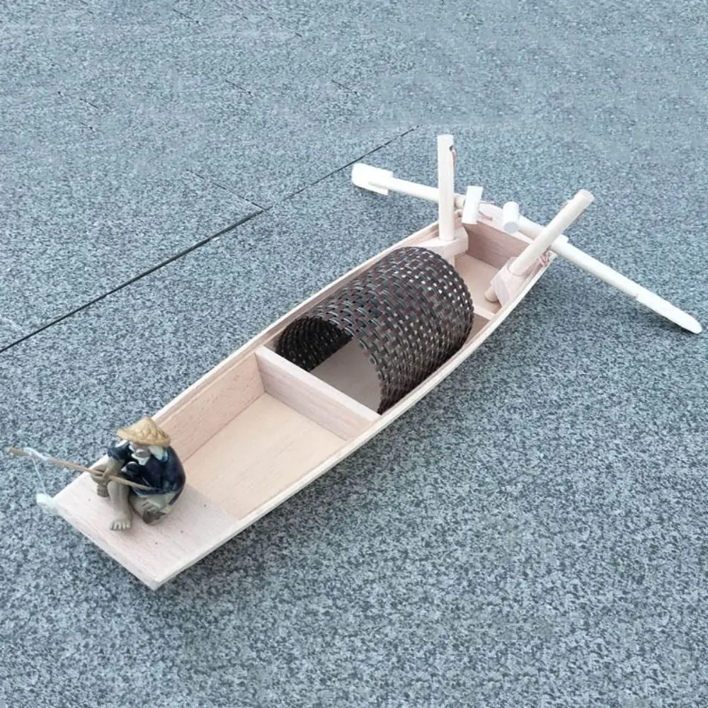 Decoración del hogar, modelo de barco de madera, paisaje oceánico, canoa, artesanía, decoración de barco de pesca, decoración Vintage, adornos de modelo de barco náutico