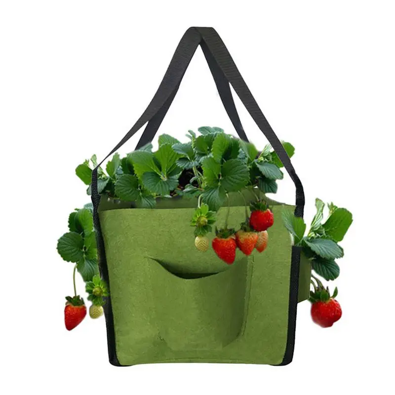 Strawberry Planter Bag 5 Gallon Strawberry Garden Bags Breathable Heavy Duty Cloth Pots With 4 Side Growth Pockets For Plants