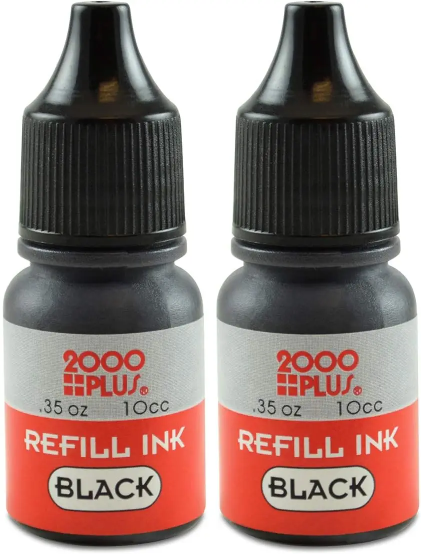 Black Ink Refill for Pre-Inked Stamps & Stamp Pads, 0.35 oz Each, 2-Pack