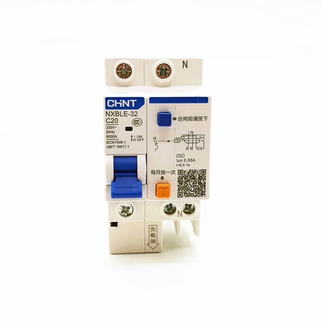 Residual Current Operated Circuit Breaker NXBLE-32 1P+N  C6A C10A 16A 20A 25A 32A RCBO DZ47LE-32 1P+N Circuit Breaker
