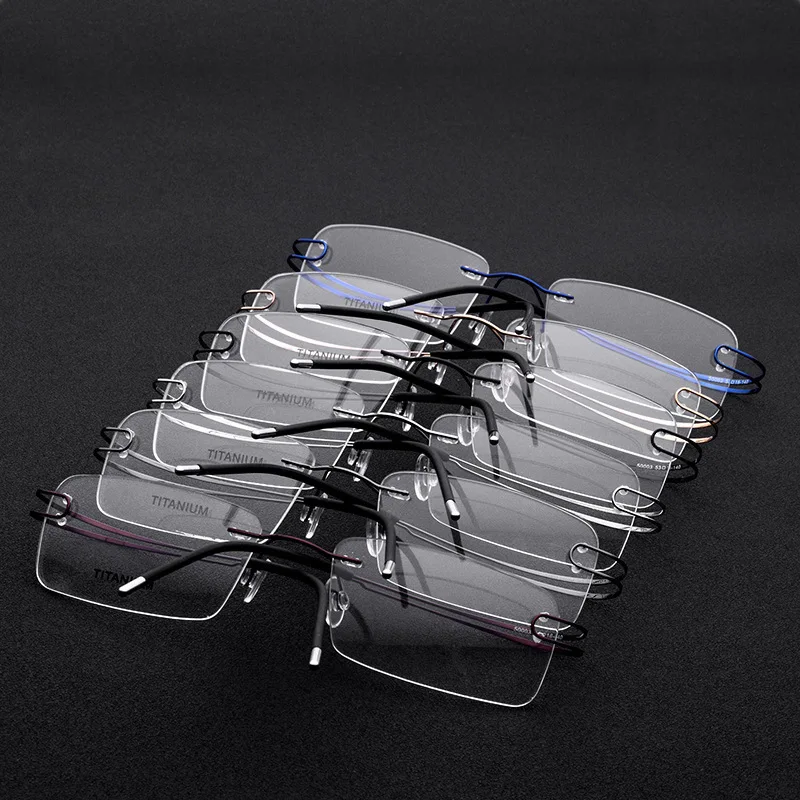 HDCRAFTER Pure Titanium Ultralight Rimless Glasses Frame for Women Prescription Myopia Optical Frames Men Vintage Eyewear