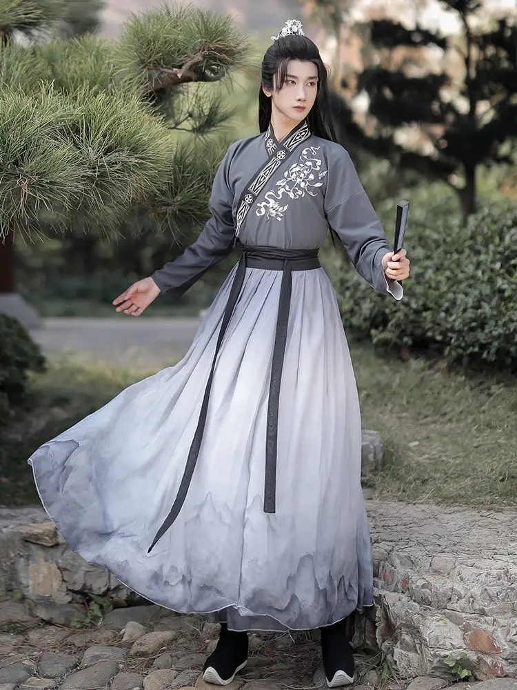 

Hanfu Ancient Chinese Traditional Costume Chinese Dress Traditional Hanfu Cross-collar Waist-length Printed Costume Men's