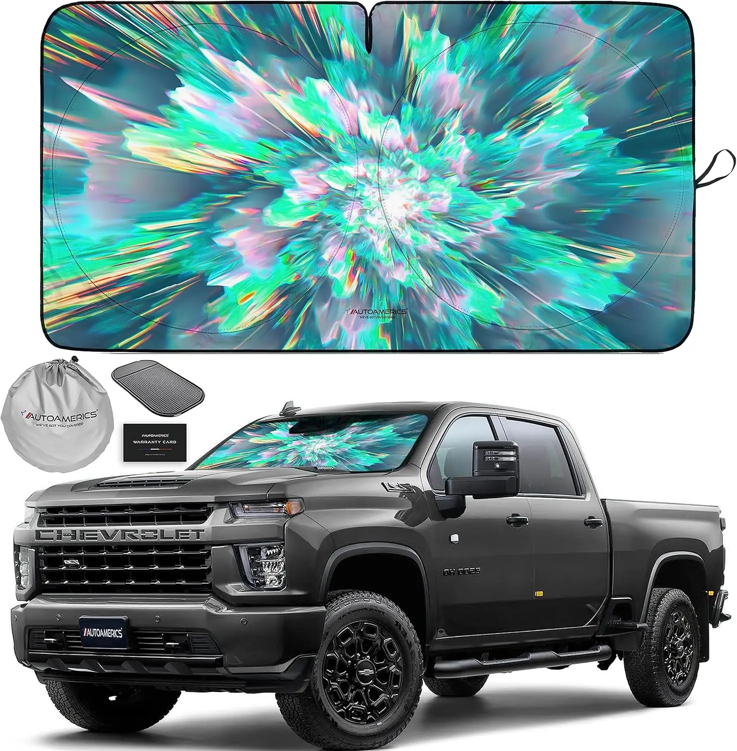 

1-Piece Windshield Sun Shade - Color Shower Design Foldable Car Front Window Sunshade for Cars SUV Truck Heat Blocker Visor Prot