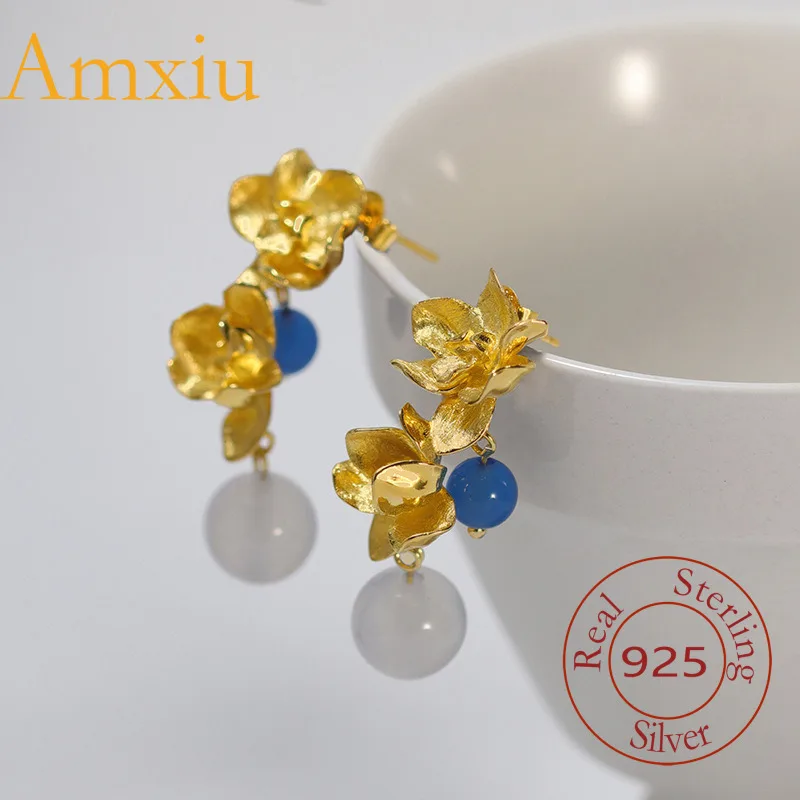 Amxiu Sterling Silver 925 Original Design Cymbidium Pendant Earrings, Elegant And Romantic Niche Design, Poetic Earrings