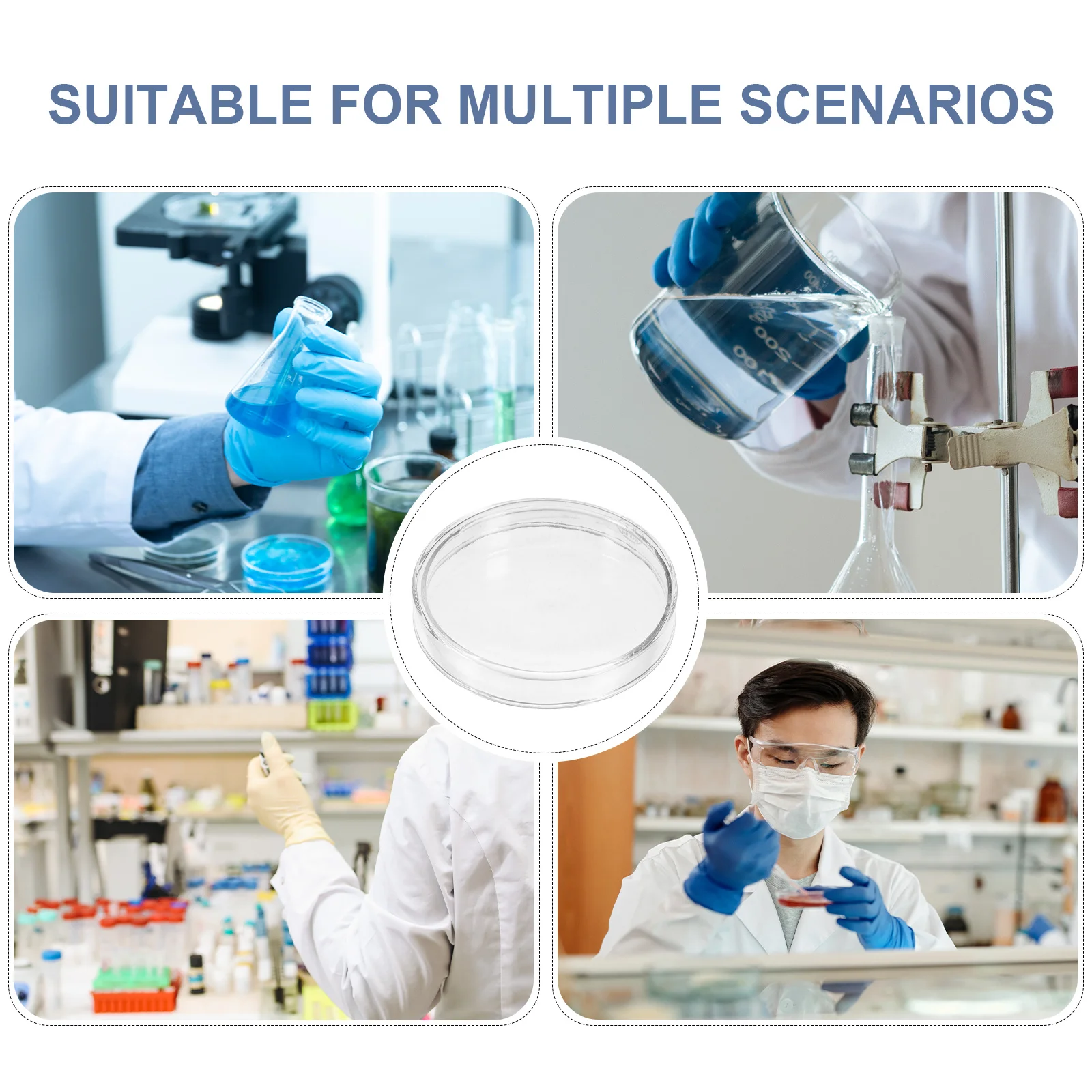 

Glass Petri Dish Flat Bottom Culture Agar Plates for Tissue Cell Culture Laboratory Science Supplies Petri Tray