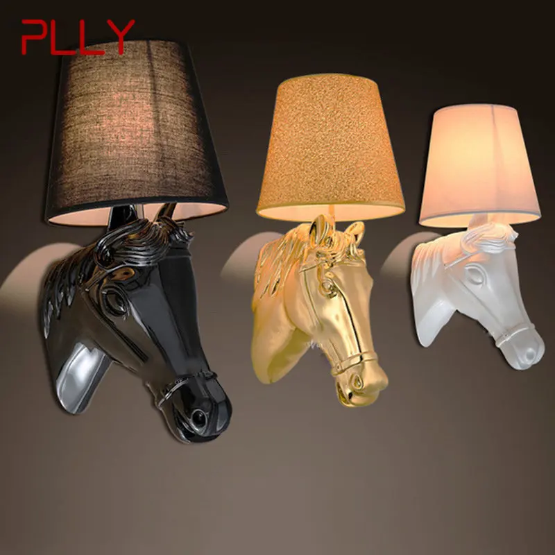 PLLY-Lâmpada de parede LED contemporânea, cabeça de cavalo criativa simples, arandelas de resina, luz para casa, sala, hotel, decoração do quarto