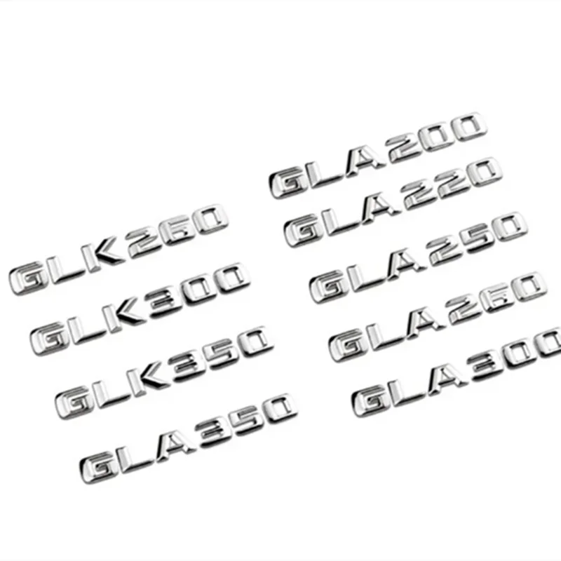 Letras negras 3D aptas para Mercedes Benz, maletero del coche, GLA, GLK, 200, 220, 250, 280, 300, 320, 350, emblema del logotipo, pegatina, accesorios para automóviles