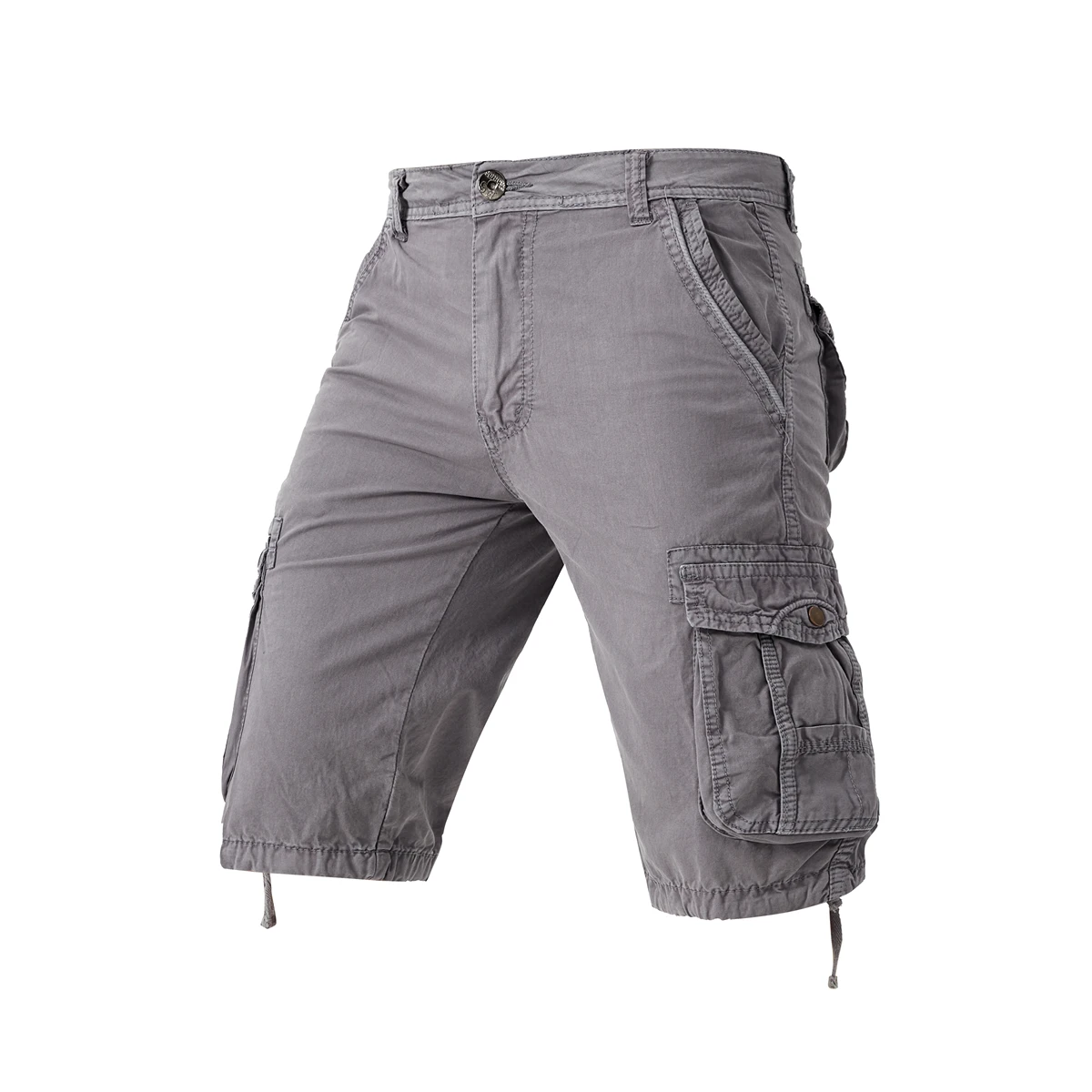 Shorts militares de algodão masculino camuflado, calças largas, curto casual, sem cinto, verão, 2024