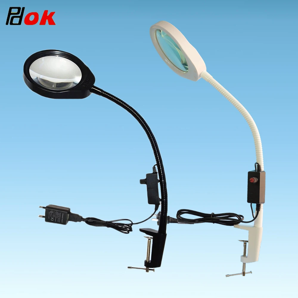 

PDOK 3X5X8X10X20X Large Optical Magnifier Glass with Led Lamp for Cellphone Repair PCB Inspect PD-032A