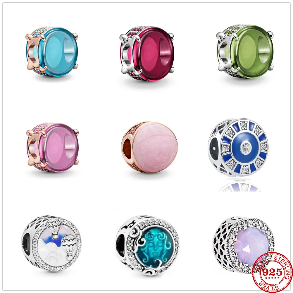 New Original 925 Silver Bracelets Color Oval Cabochon Charm fit Pandora charms silver 925 beads Bracelet for women DIY Jewelry