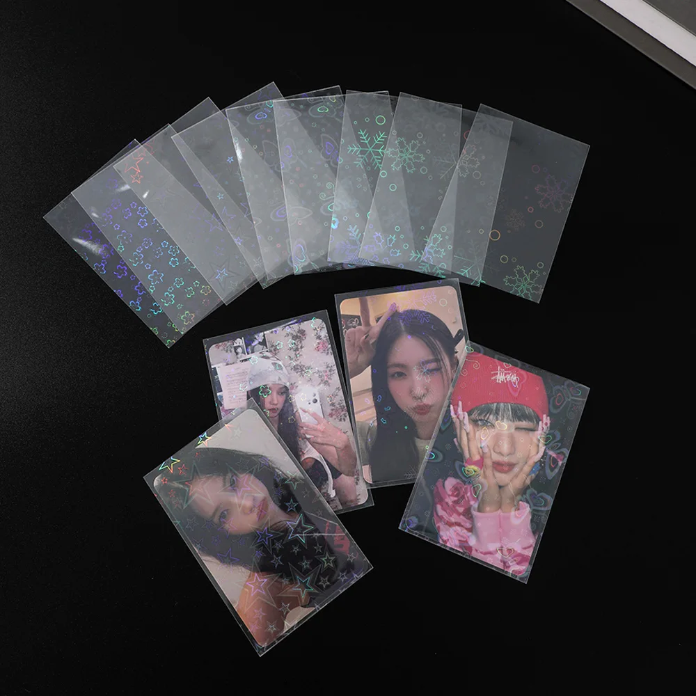 Glittery Star Love Heart 50pcs/pack Colored Toploader Card Photocard Sleeves Idol Photo Cards Protective Storage Bag