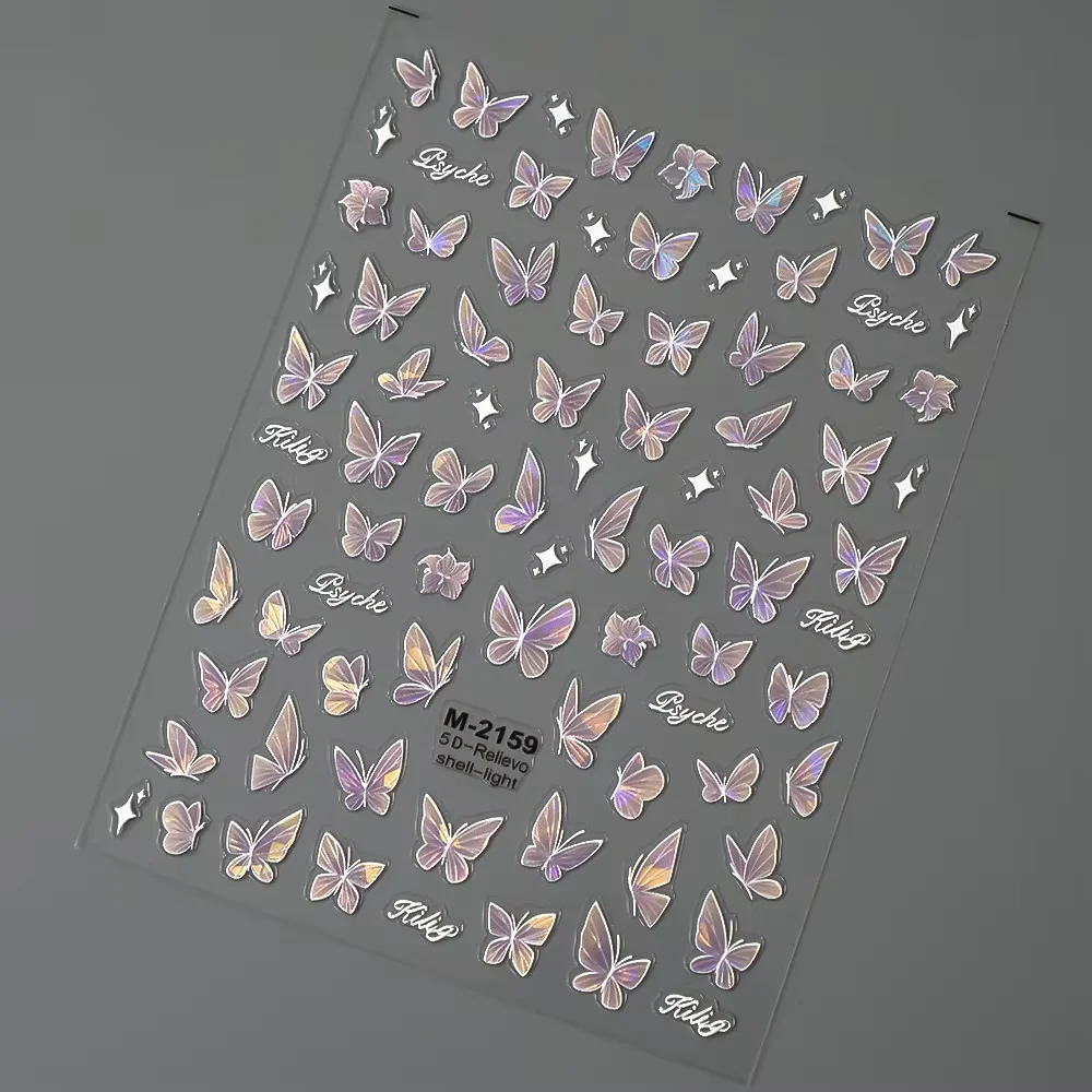 

Butterfly Star Flower Nail Stickers 5D Embossed Nail Art Decoration Stickers Women DIY Manicure Self Adhesive Decoration Decals