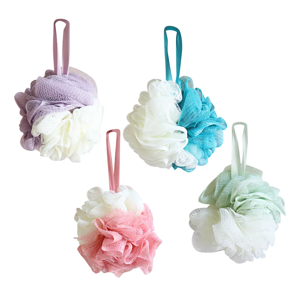 

Simple Large Bath Ball Double Color Mesh Sponge Mesh Pouf Shower Ball (Pink White + Purple White + Green White + Blue White)