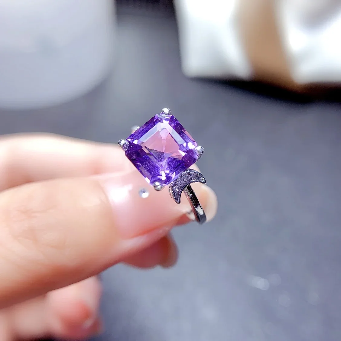 Silver ring free shipping female ring 925 sterling silver jewelry gemstone natural amethyst ring original engagement luxury